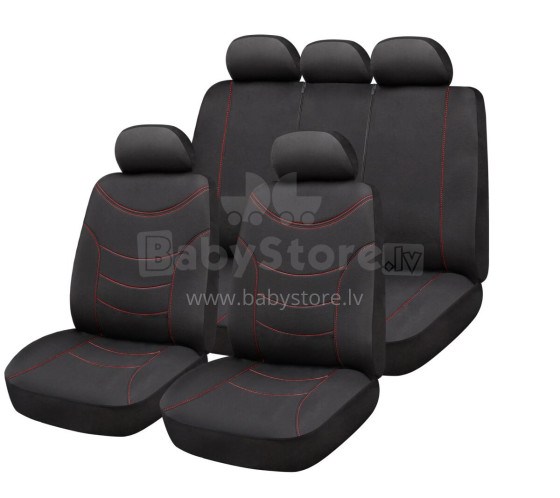 Set of car seat covers CURVE, black/red