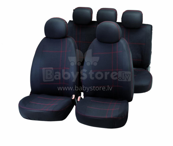 Set of car seat covers EMBROIDERY, red/balck