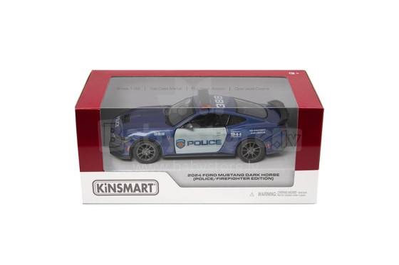 KINSMART Miniatūrais modelis 2024 Ford Mustang Dark Horse (Police/Firefighter), scale 1:38