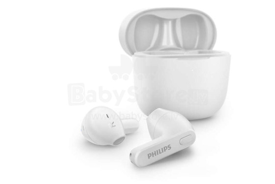 Akcija! PHILIPS in-ear true bezvadu austiņas ar portatīvo uzlādes ietvaru, baltas