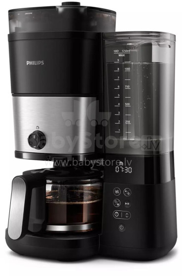 Akcija! PHILIPS All-in-1 Brew Kafijas aparāts ar pilienu filtru un dzirnaviņām, melns un sudraba