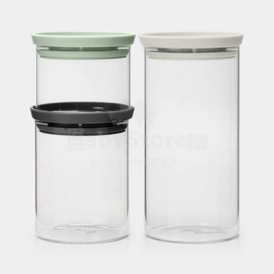 BRABANTIA stikla kārbu komplekts 0.3L+0.6L+1.1L, mixed