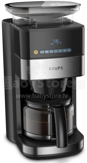 KRUPS grind & brew kafijas automāts ar filtru un dzirnaviņām, 1.25L, melns