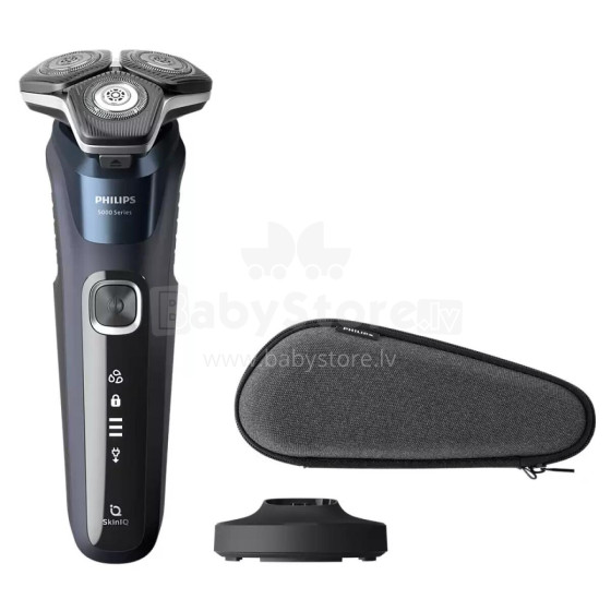 Akcija! PHILIPS Shaver Series 5000, Wet& Dry skuveklis (lādējams), zils