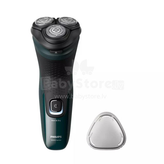 Akcija! Philips Shaver Series 3000X, Wet& Dry skuveklis (lādējams), tumši zaļš