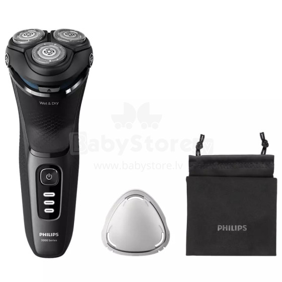 Akcija! Philips Shaver Series 3000, Wet& Dry skuveklis (lādējams), melns