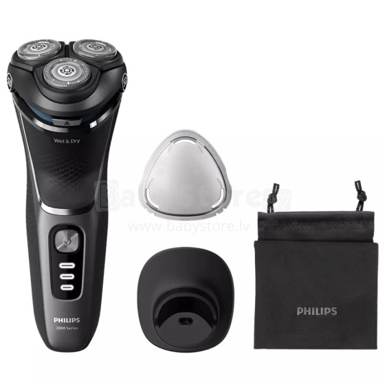 Akcija! Philips Shaver Series 3000, Wet& Dry skuveklis (lādējams), melns