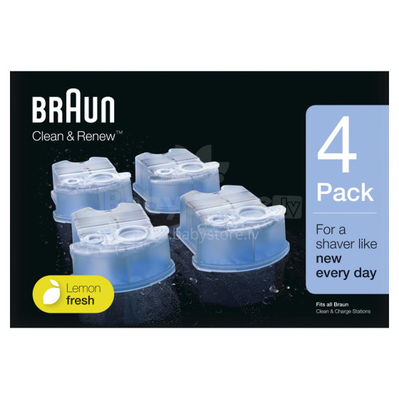 BRAUN maināmas kasetnes ar tīrīšanas šķidrumu  skuvekļiem Clean&Renew