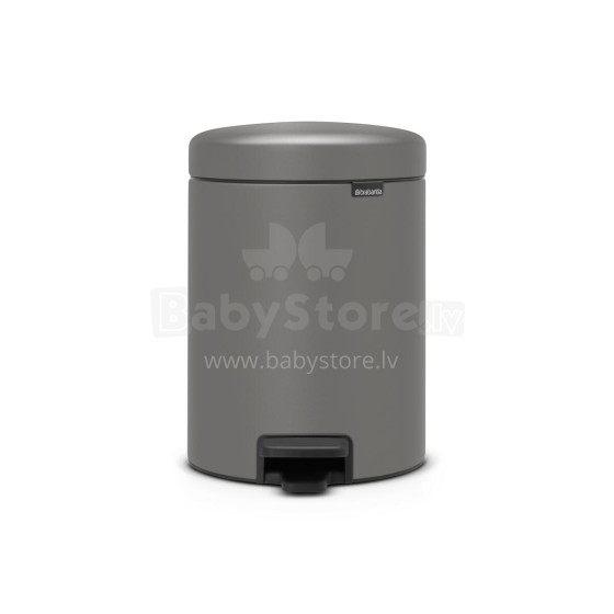 Jaunums! BRABANTIA atkritumu tvertne ar pedāli NewIcon, 5L, Mineral Concrete Grey