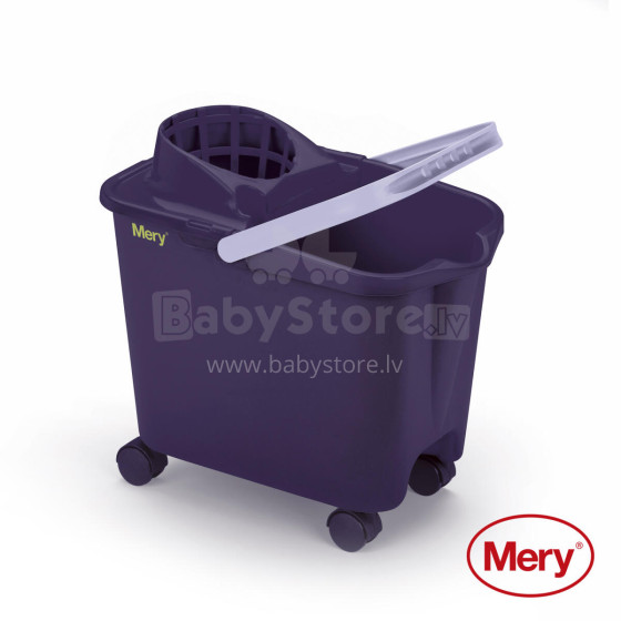 Bucket 14L with push-on wheels purple