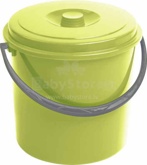 Bucket with lid 12L green