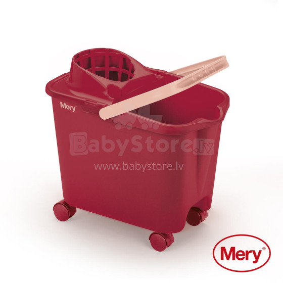 Bucket 14L with push-on wheels red