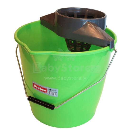 Round bucket 12L with push-button and metal handle