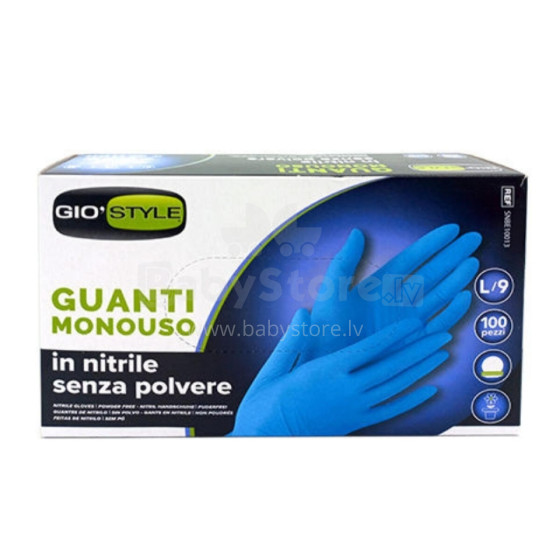 Nitrile disposable gloves 100 pcs blue L size 24x10,5x0,05cm