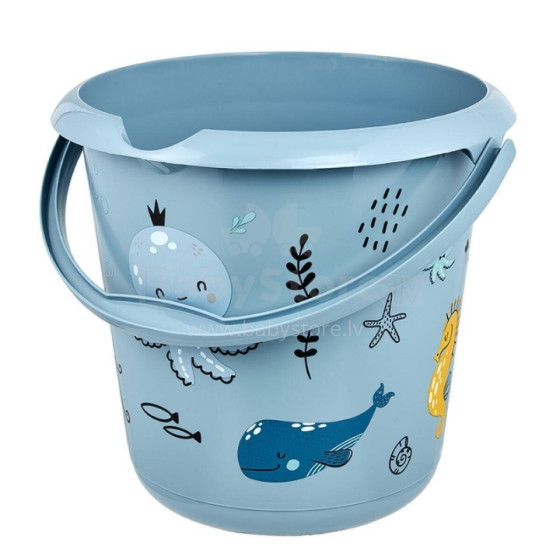 Deco bucket 10L Ilvie &quot;Sea life&quot; Ø30x28cm blue