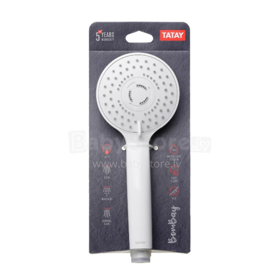 Shower handset Bombay Ø10cm, 3 modes, gloss white