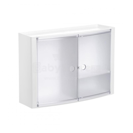 Horizontal bathroom cabinet white/glazed