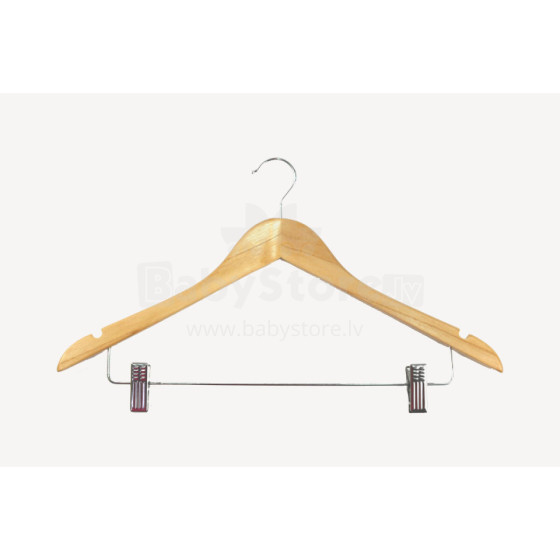 Clothes hangers with clips 2pcs wooden Wood 44,5cm