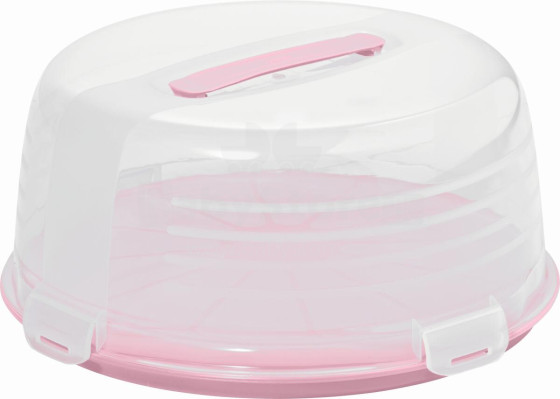 Cake transport box round Ø34,7x15,6cm pink