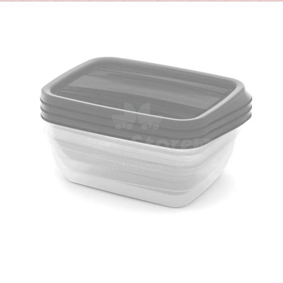 Food Container Set Rectangular 3x1L Vedo transparent grey