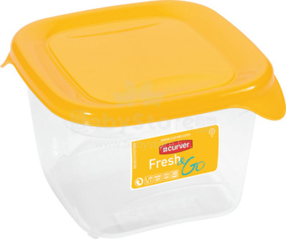 Pārtikas trauciņš kvadrāts 0,45L Fresh&amp;Go dzeltens