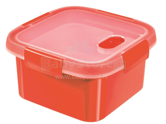 Food container Steamer 1,1L square Smart Eco Microwave 16x16x9cm red