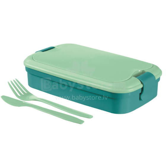 Food bowl rectangle with cutlery 1,4L Lunch&amp;Go blue