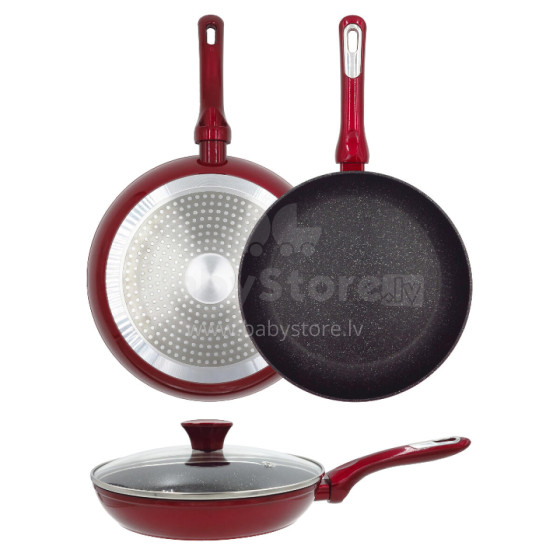 Cosmo frying pan with glass lid Ø28cm induction red