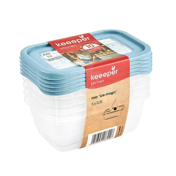 Set of food containers 5x0,5L Mia &quot;Magic Ice&quot; transparent/blue