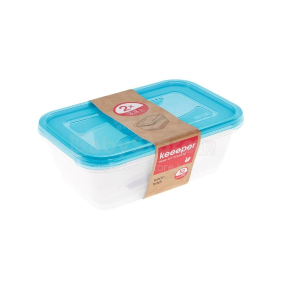 Set of food containers rectangular 2x3,3L Fredo &quot;Fresh&quot; transparent/light blue