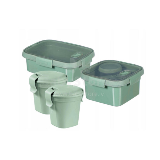 Food dish set 4pcs 0,4+0,4+1+1,1L Smart Eco To Go soft green