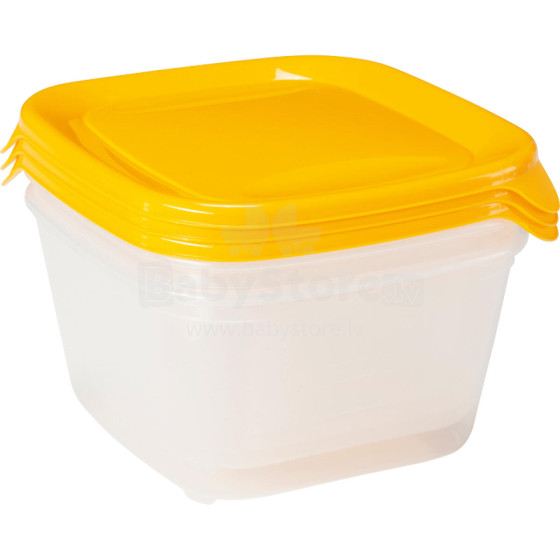 Food bowl set of 3, square 3x1,2L Fresh&amp;Go yellow