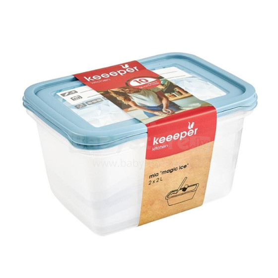 Set of food containers rectangular 2x2L Mia &quot;Magic Ice&quot; transparent/blue