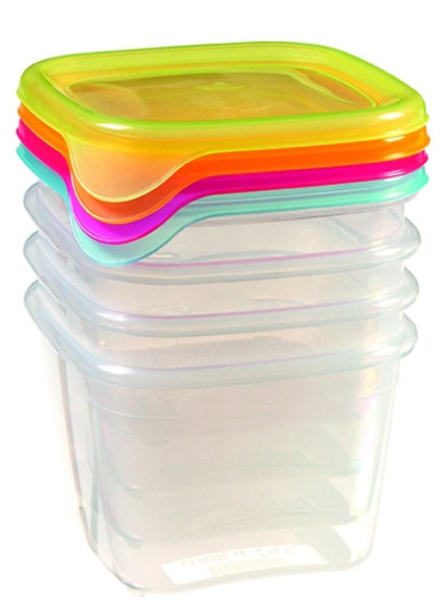 Set of 4 food containers 4x0,45L square Fresh&amp;Go mix