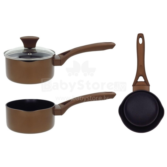 Saucepan Natura with glass lid Ø14 cm induction brown