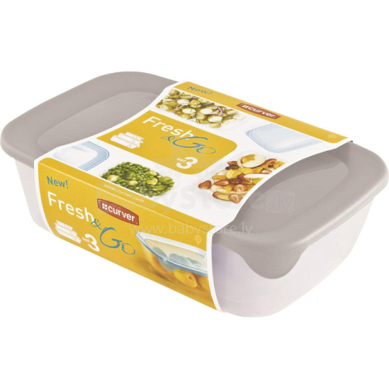 Food bowl set 3 pcs rectangle 2+1+0,5L Fresh&amp;Go mix