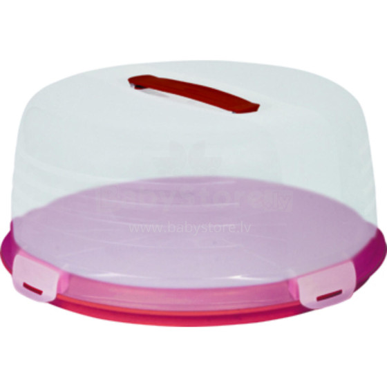 Cake transport box round Ø34,7x15,6cm red