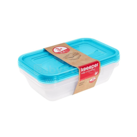 Set of food containers rectangular 3x2,4L Fredo &quot;Fresh&quot; transparent/light blue