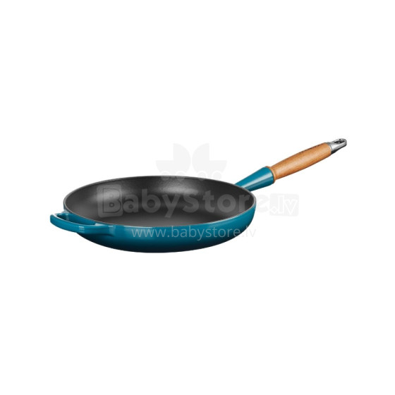 Le Creuset Cast iron pan with wooden handle Ø28cm blue