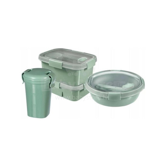 Food dish set 4pcs 0,6+0,6+0,3+1+1,2L Smart Eco To Go soft green