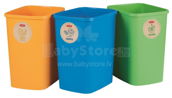 Deco Flip Bin 3x25L mėlynas/žalias/geltonas atliekų kibiras be dangčio