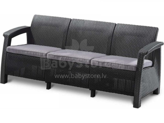 Садовый диван трехместный Corfu Love Seat Max серый