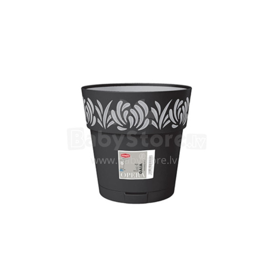 Flower pot with tray Gaia Ø20x19cm black