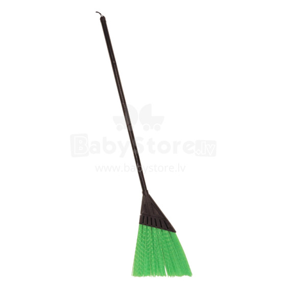 Street broom with handle flat green