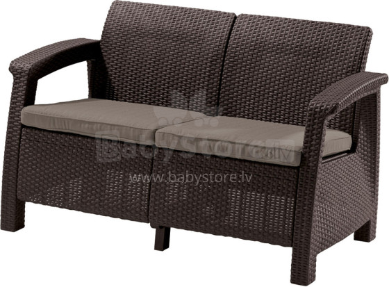 Садовый диван двухместный Corfu Love Seat коричневый