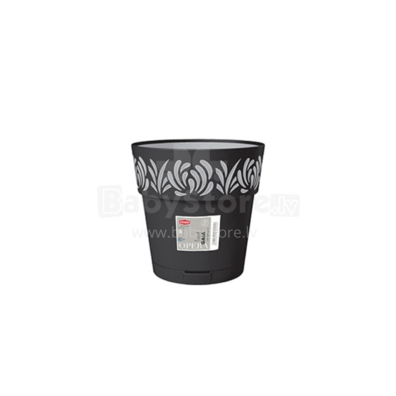 Flower pot with tray Gaia Ø15x15cm black