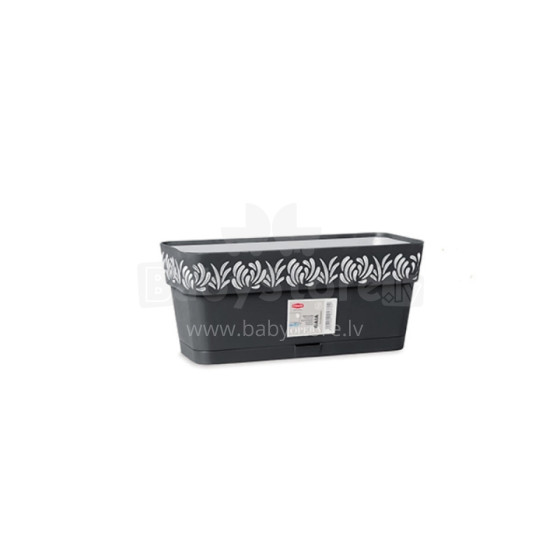 Flower box with tray Gaia 30x13x12cm black