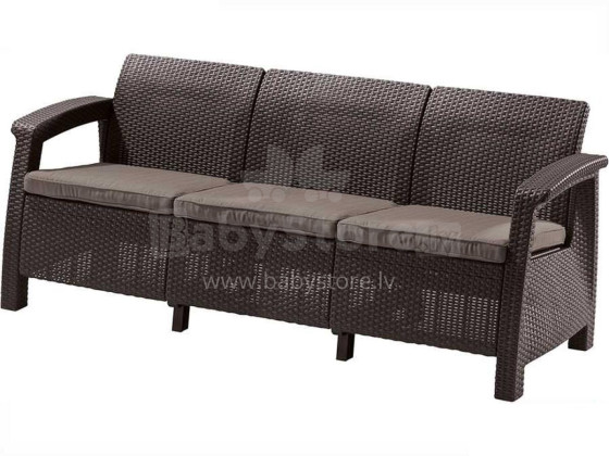 Corfu Love Seat Max brown three-seater garden sofa