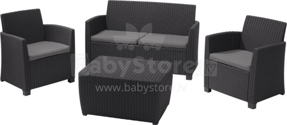 Garden furniture set Mia Set with cushion box grey