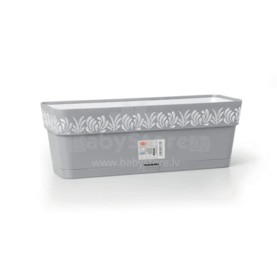 Flower box with tray Gaia 50x18x17cm grey